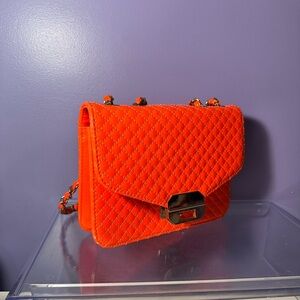 Orange Quilted Shoulder Bag